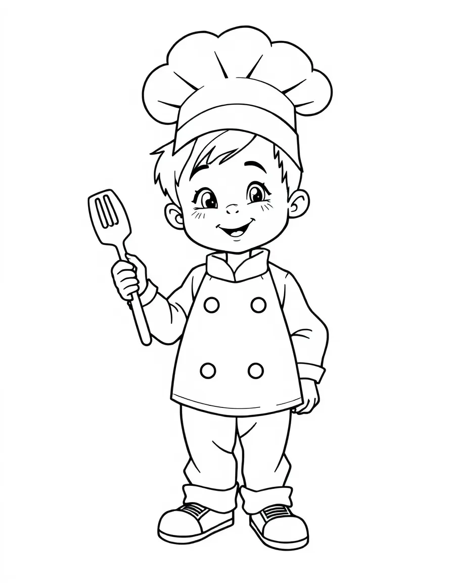 A child pretending to be a chef.