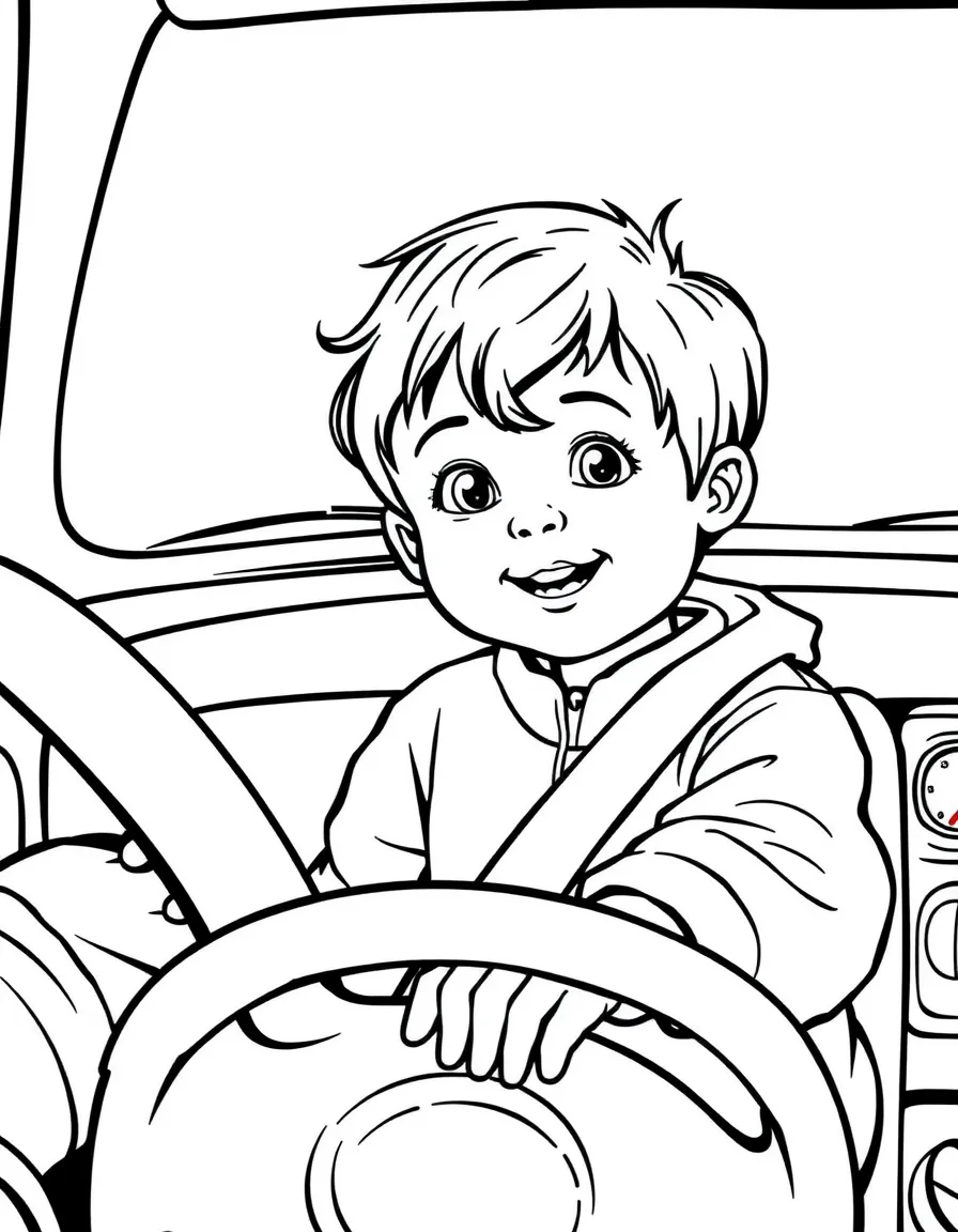 A child pretending to be a driver.