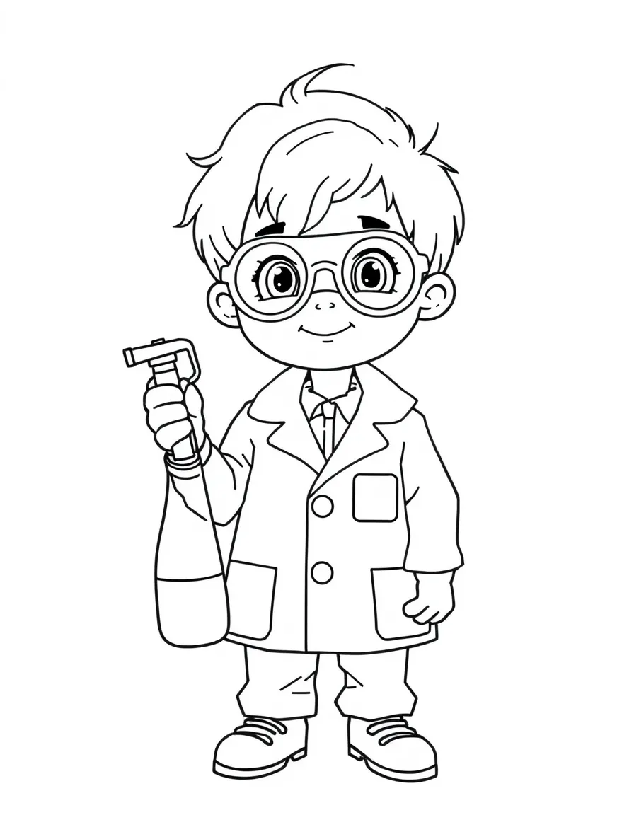 A child pretending to be a scientist.