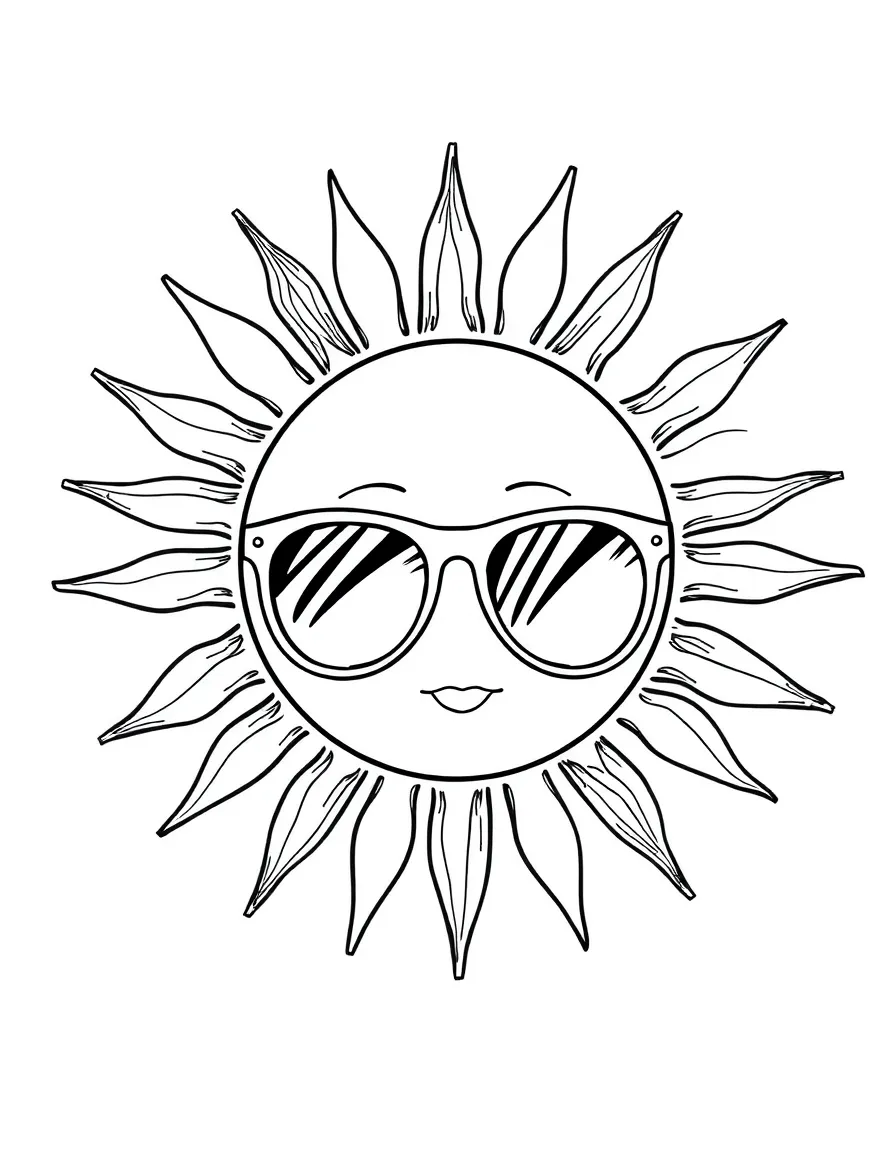 A sun with big sunglasses.