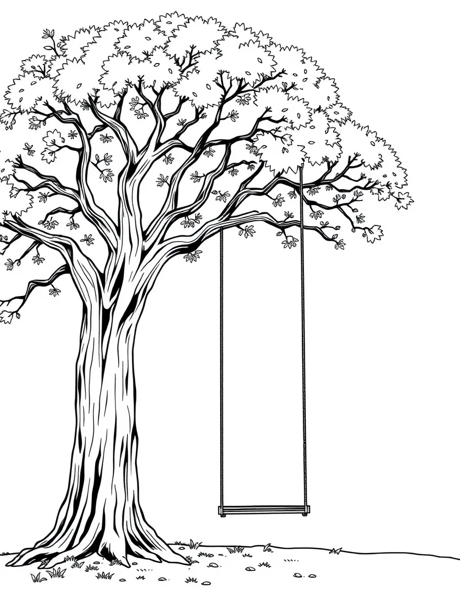 A tall tree with swing.