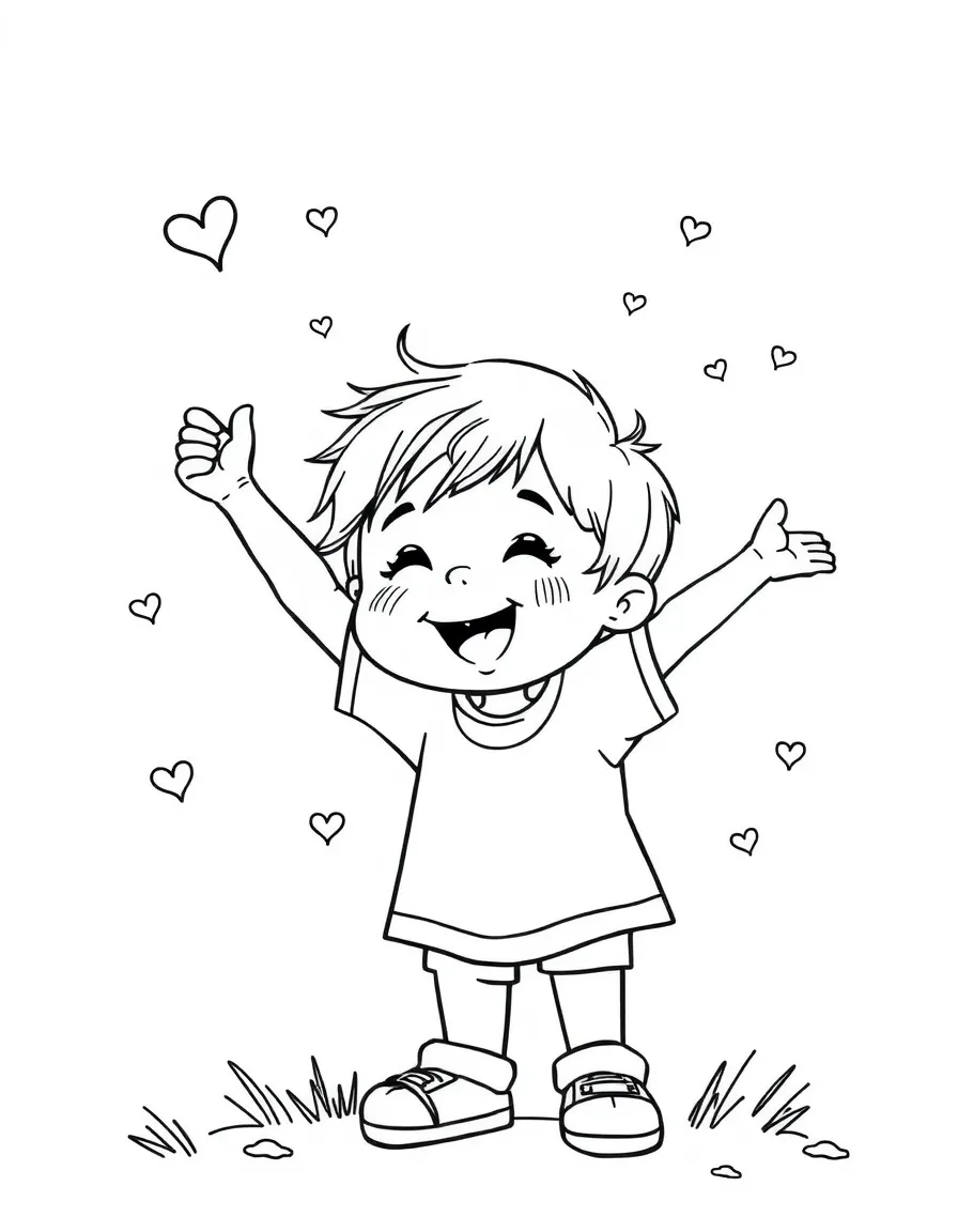 A celebrating child.