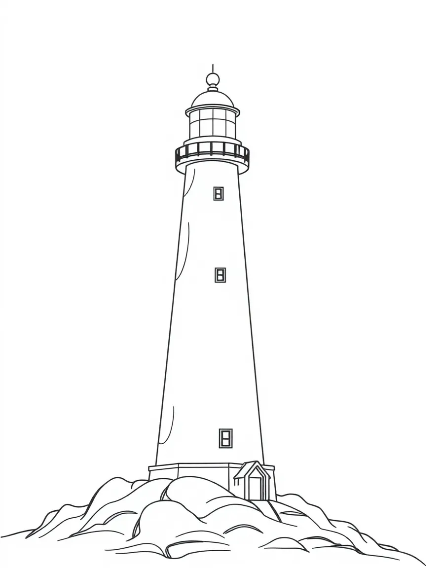 A tall lighthouse with light shining.