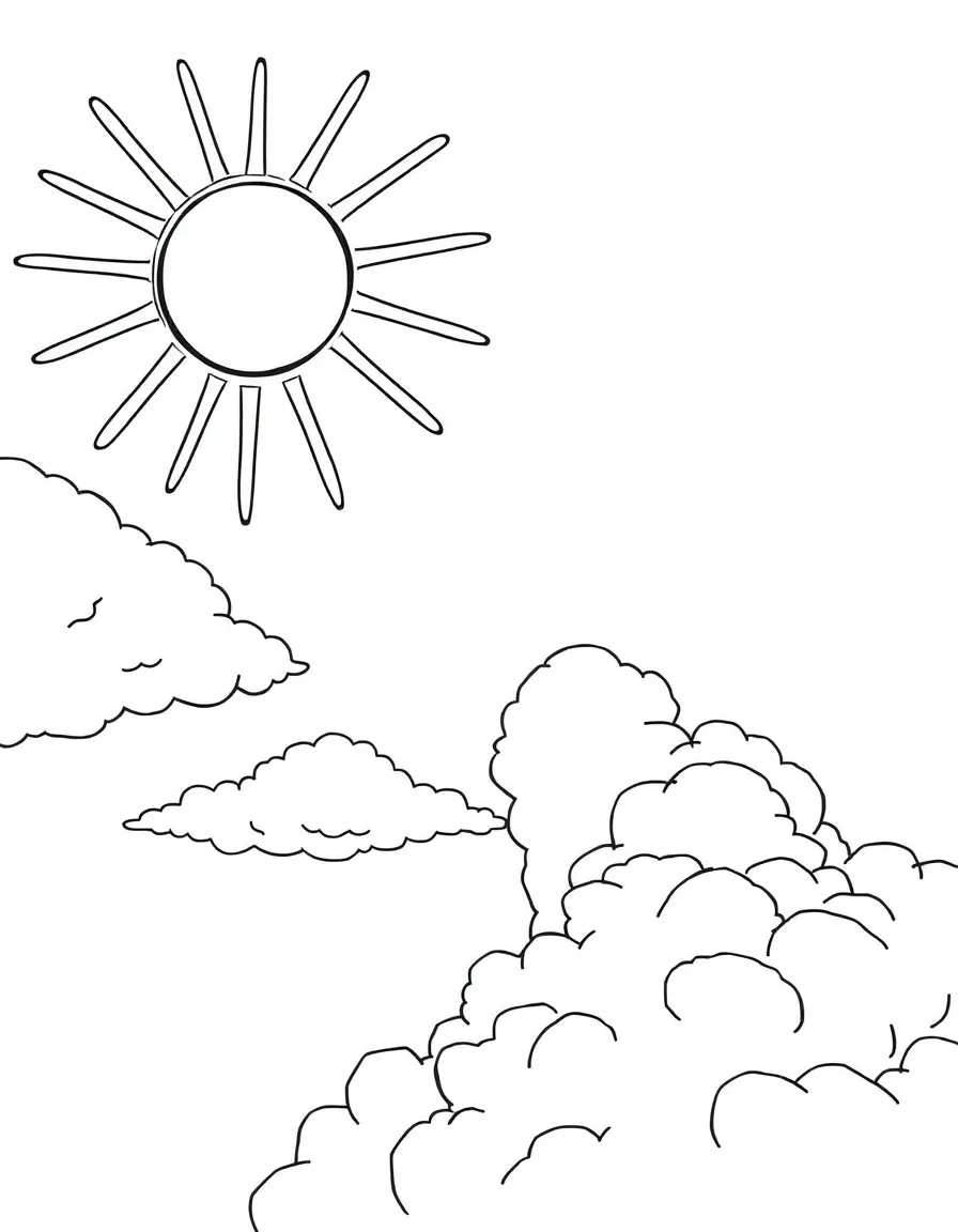 A bright sunny day with fluffy clouds.