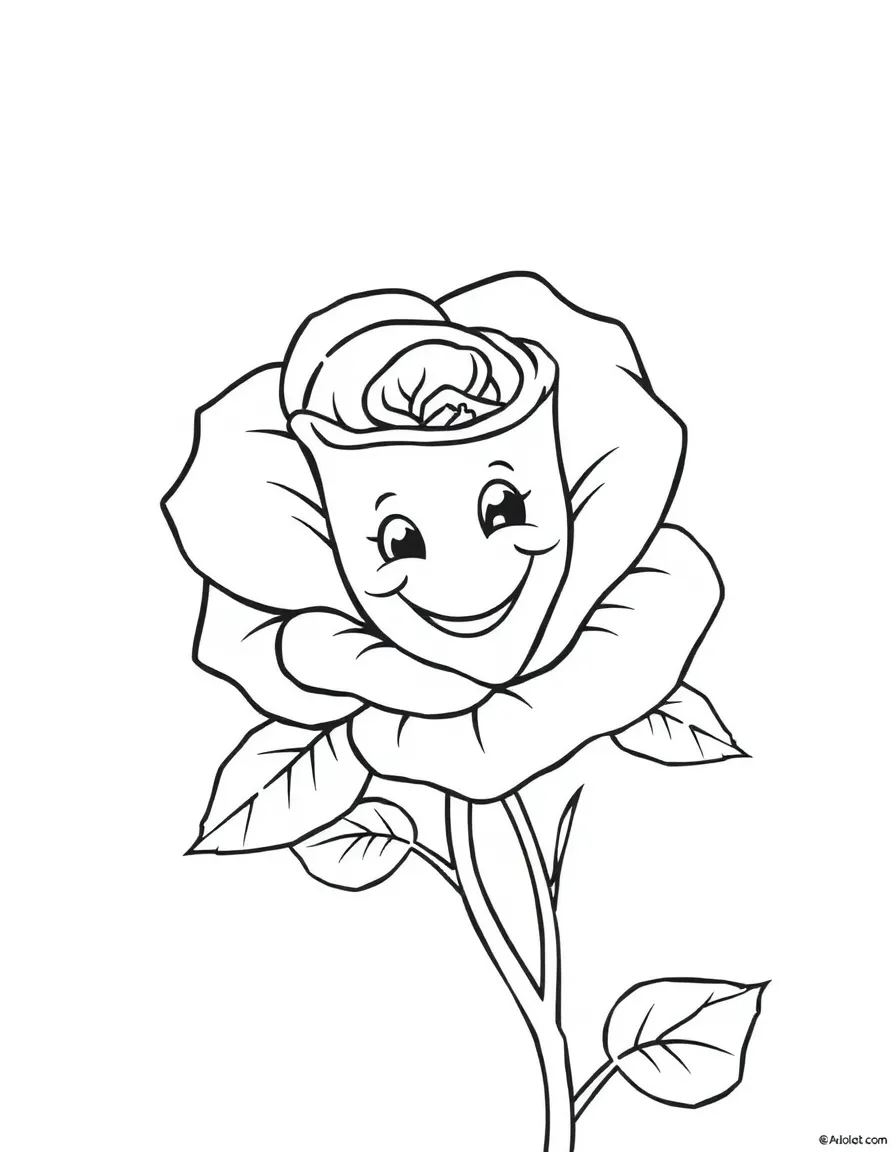 A blooming rose with a happy face.
