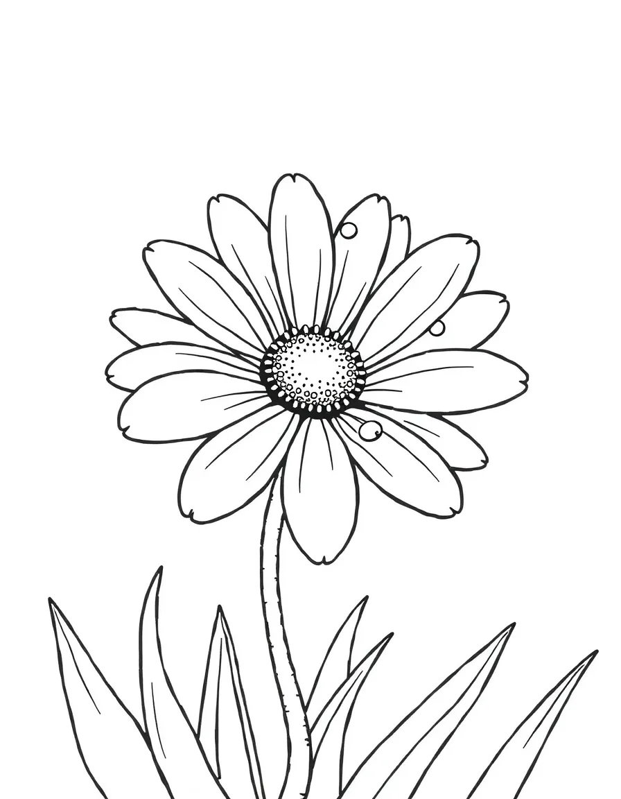 A small daisy with dew drops.