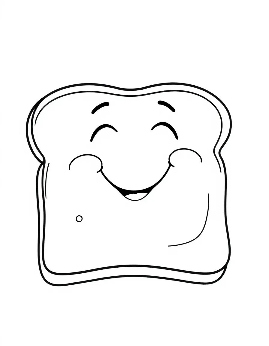 A happy piece of toast with butter.