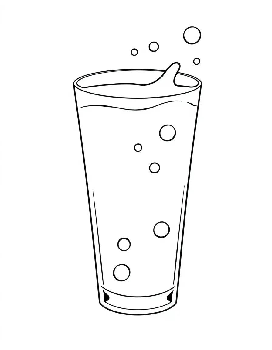 A cheerful glass of milk with bubbles.
