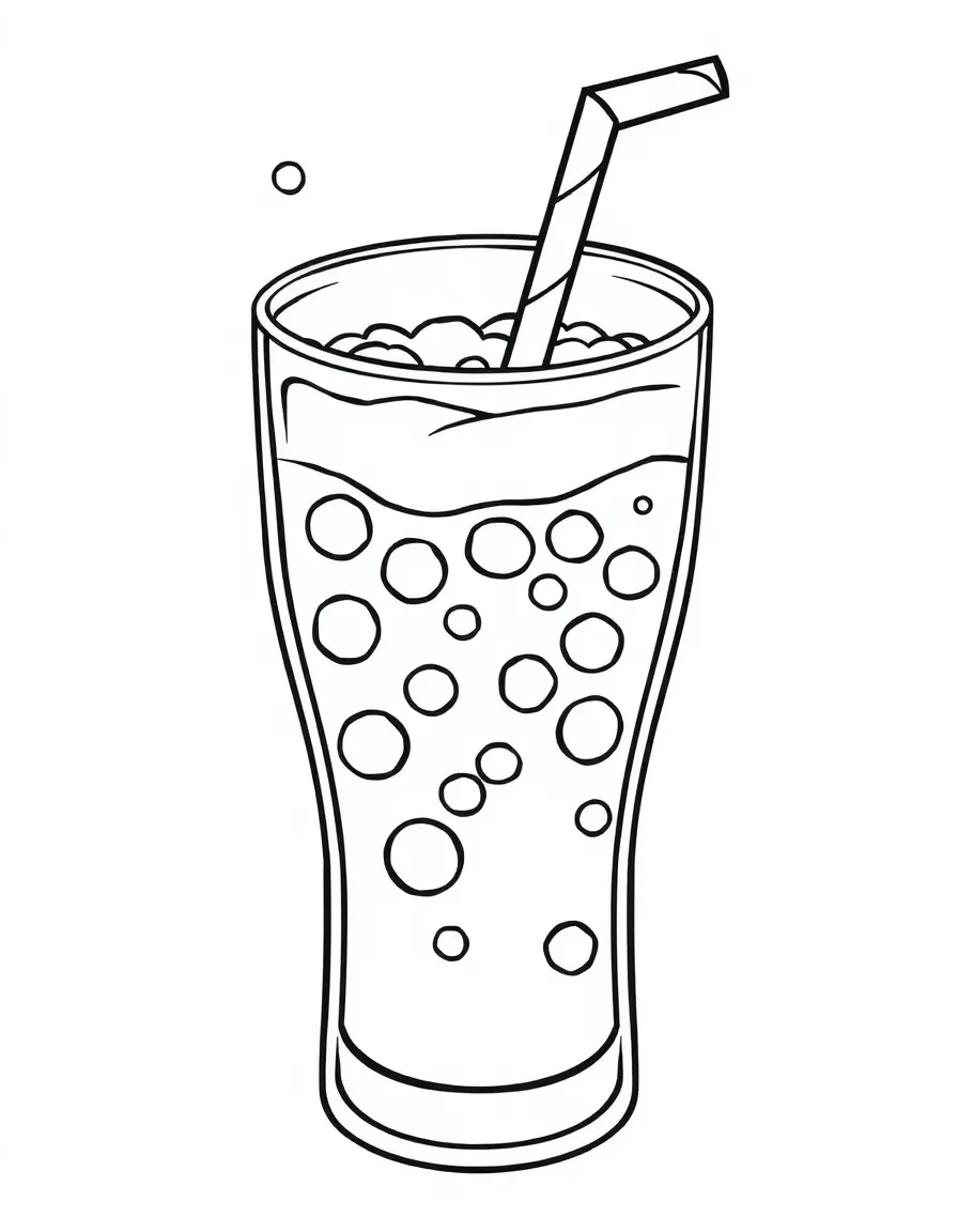 A bubbling soda with a straw.