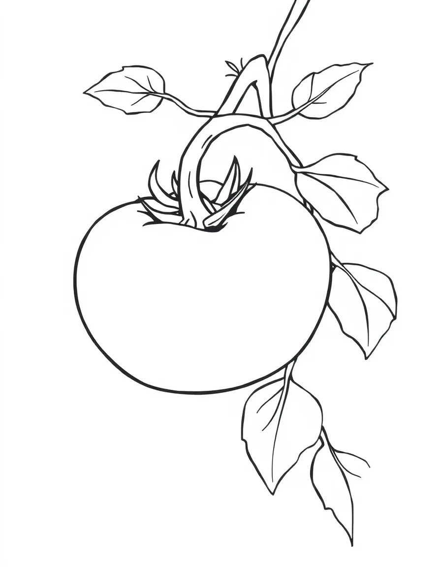 A red tomato on a vine.