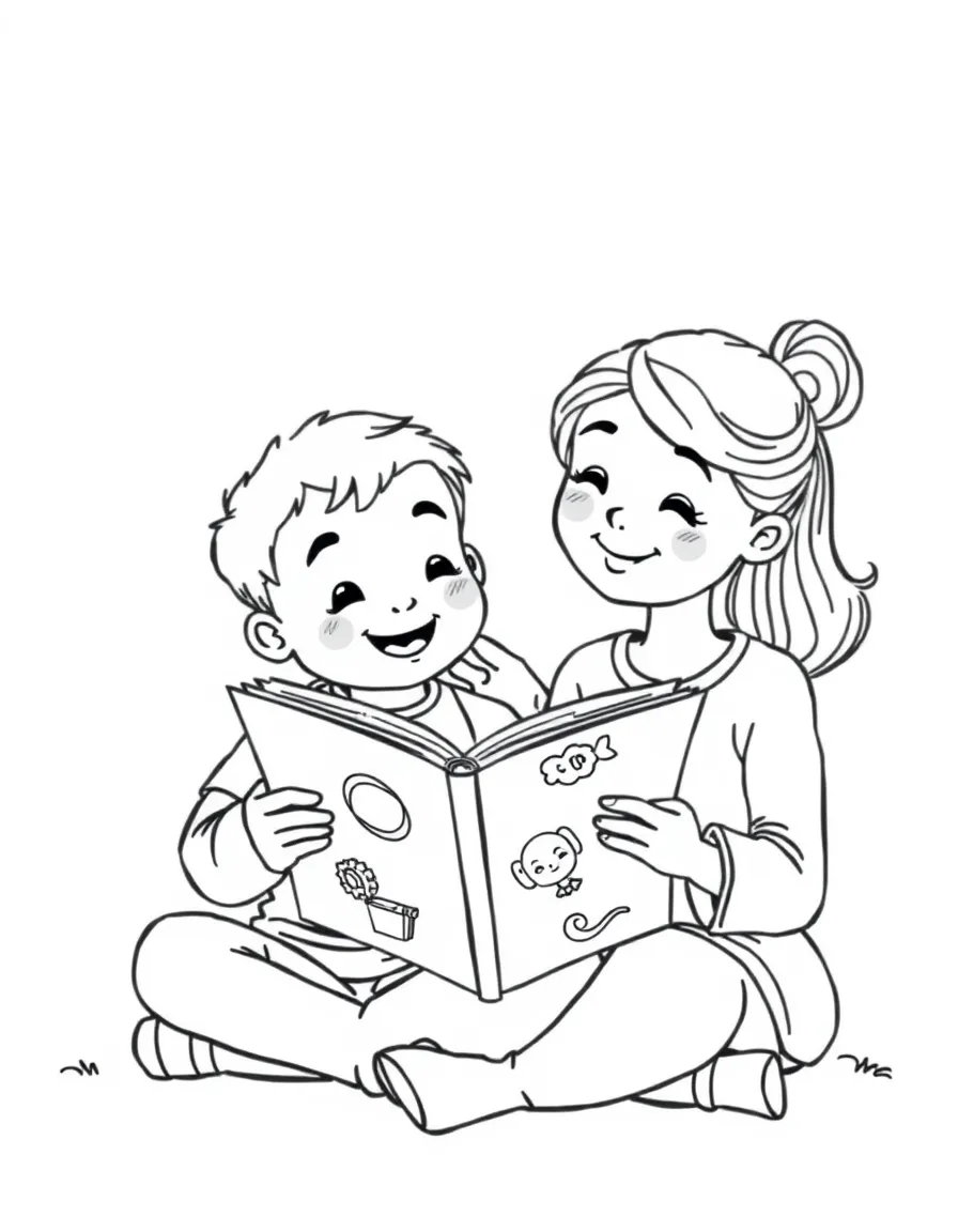 A caring parent reading a story.