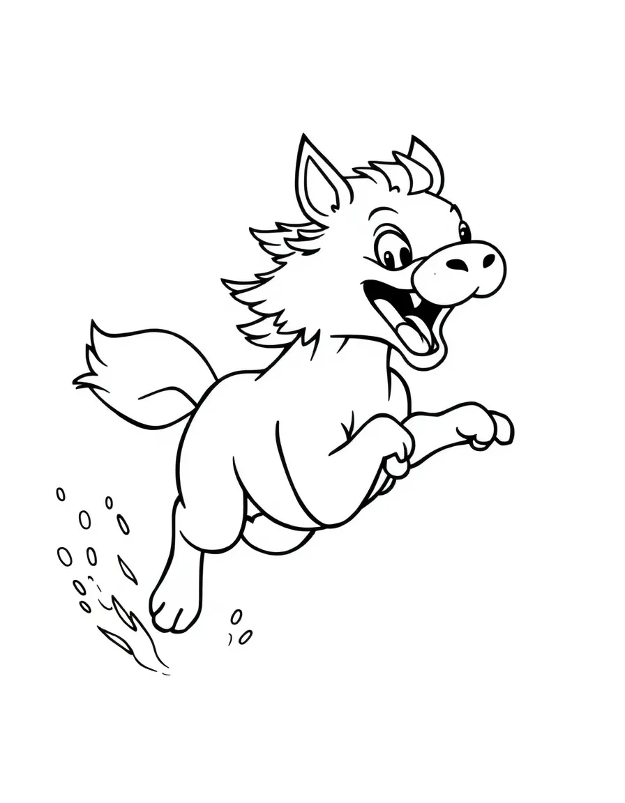 A running animal racing.