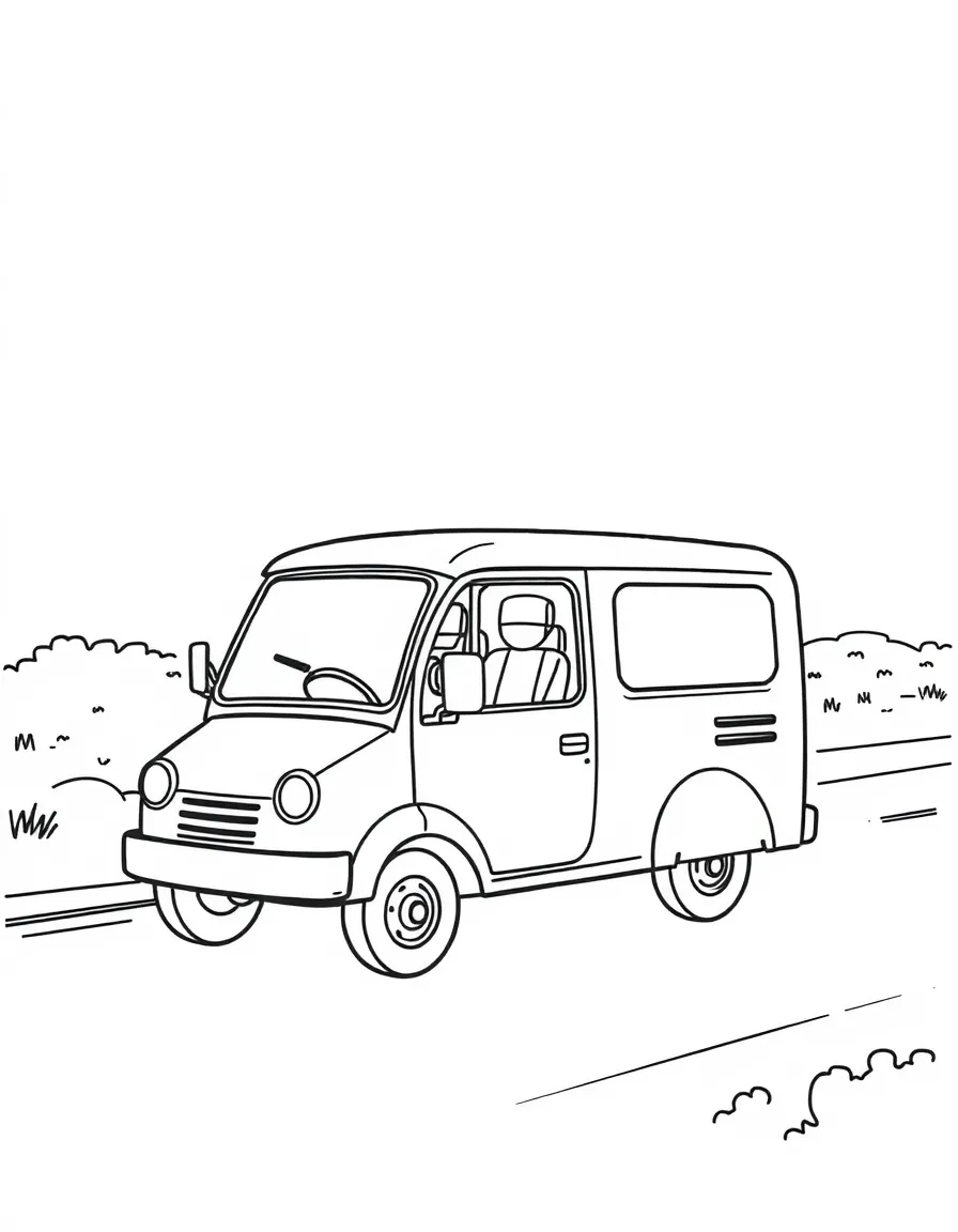 A moving vehicle traveling.