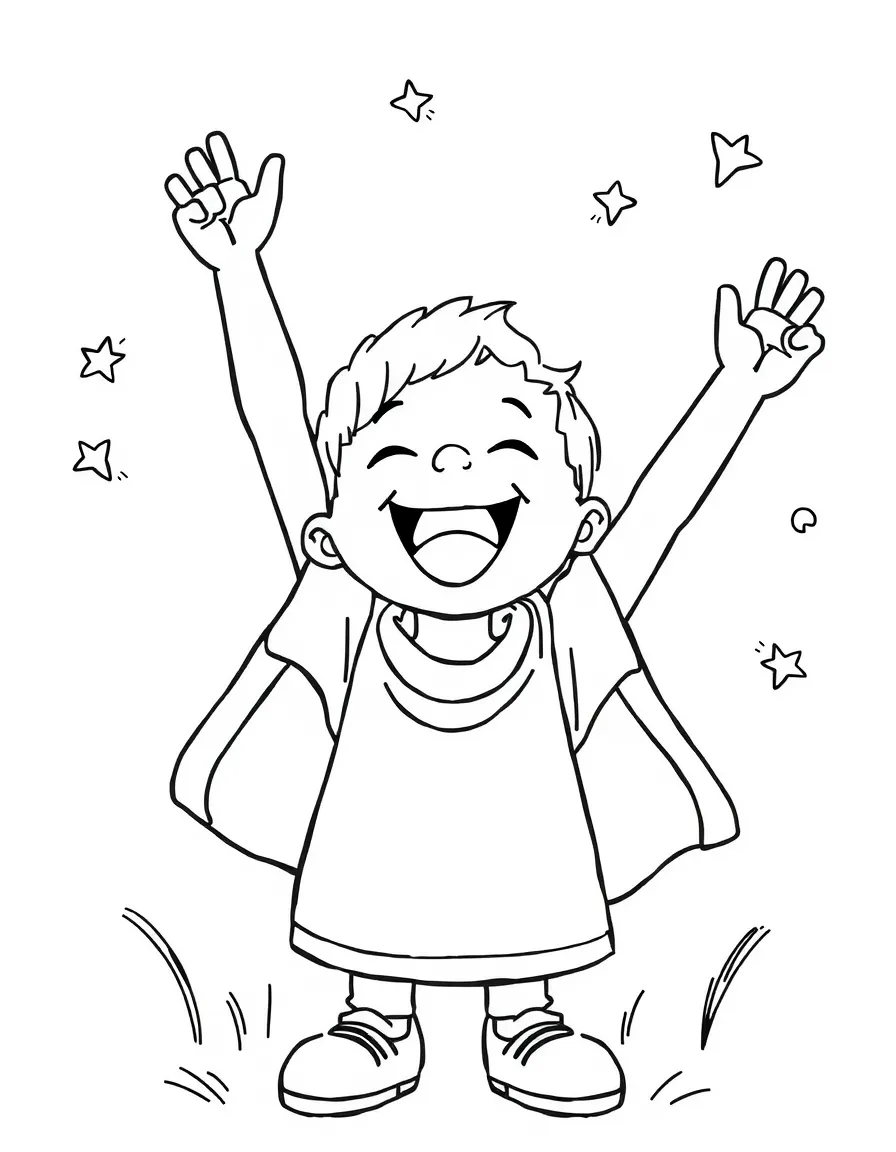 A celebrating child cheering.