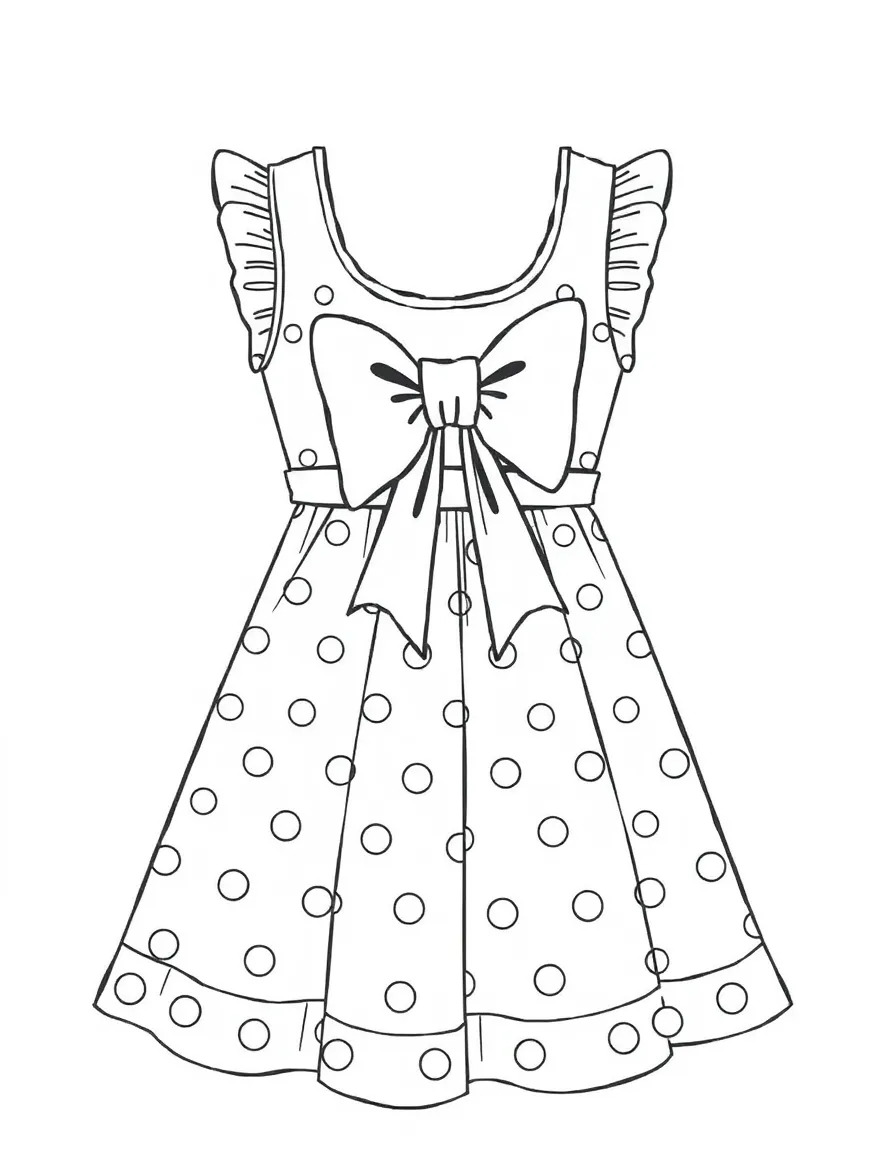 (clothing) A polka-dotted summer dress with a bow