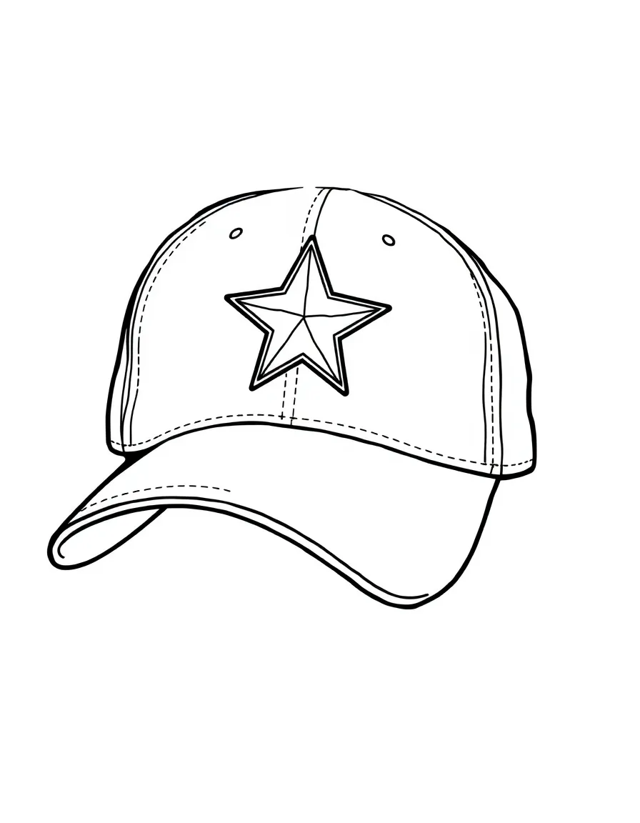 (clothing) A baseball cap with a star logo