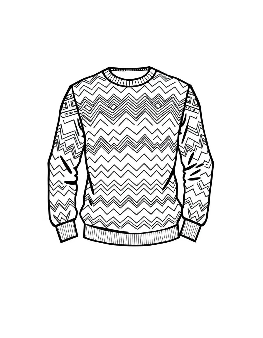 (clothing) A long-sleeve shirt with zigzag patterns