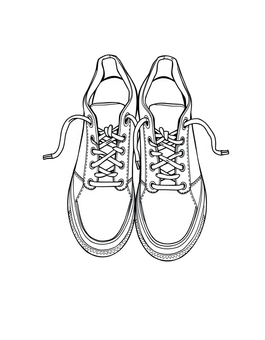 (clothing) A pair of sneakers with shoelaces