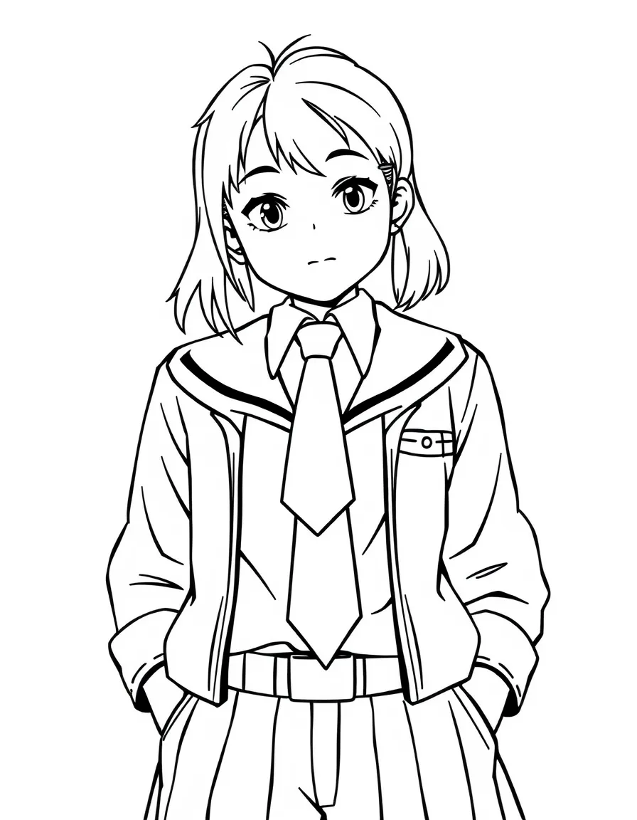 (clothing) A school uniform with a necktie