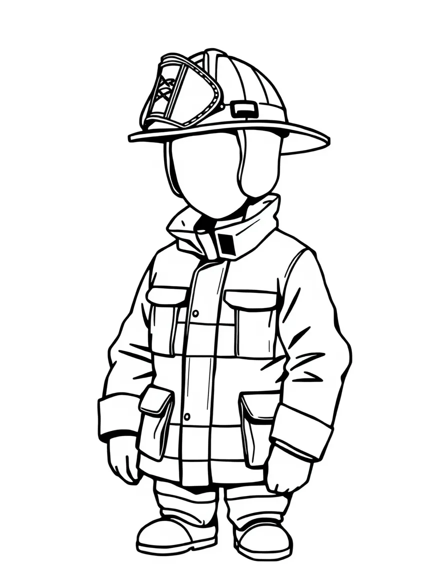 (clothing) A firefighter uniform with a helmet