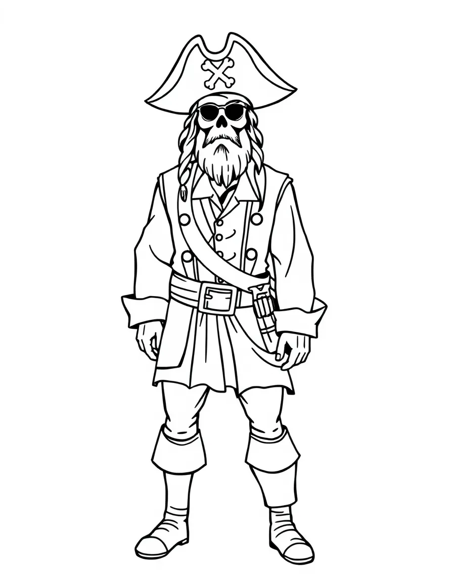 (clothing) A pirate outfit with a sash and hat