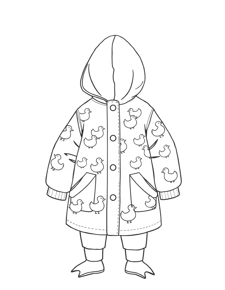 (clothing) A raincoat with duck patterns
