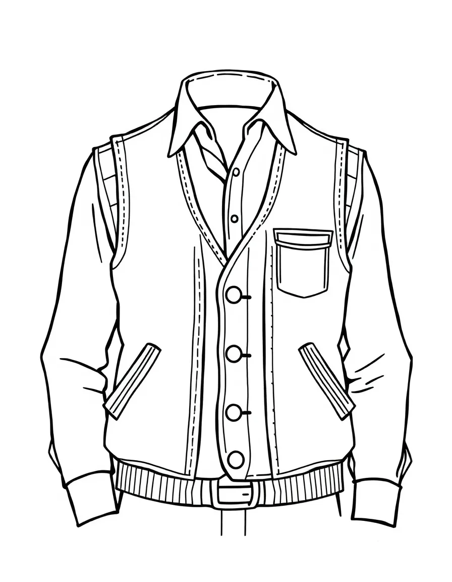 (clothing) A simple vest over a shirt