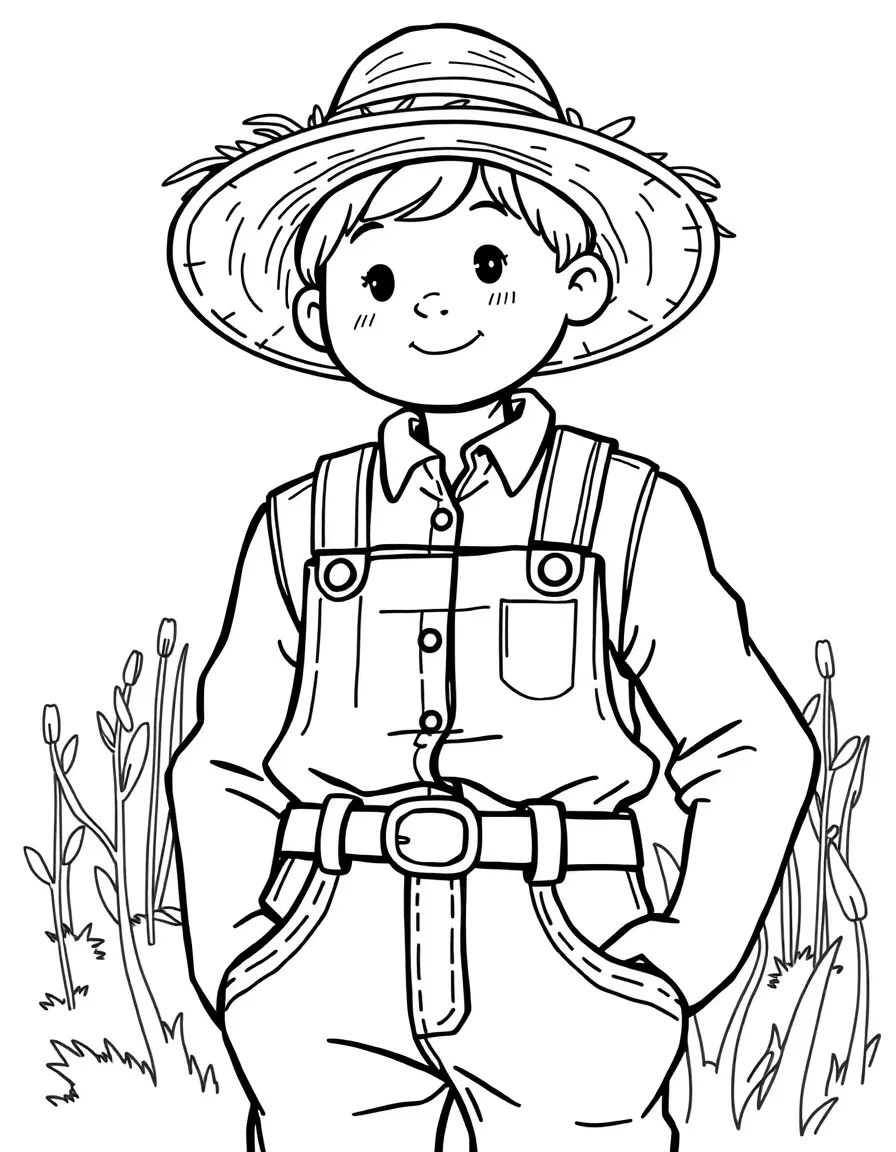 (clothing) A farmer outfit with a straw hat
