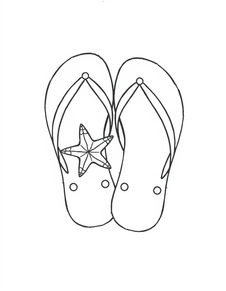 (clothing) A pair of flip-flops with starfish