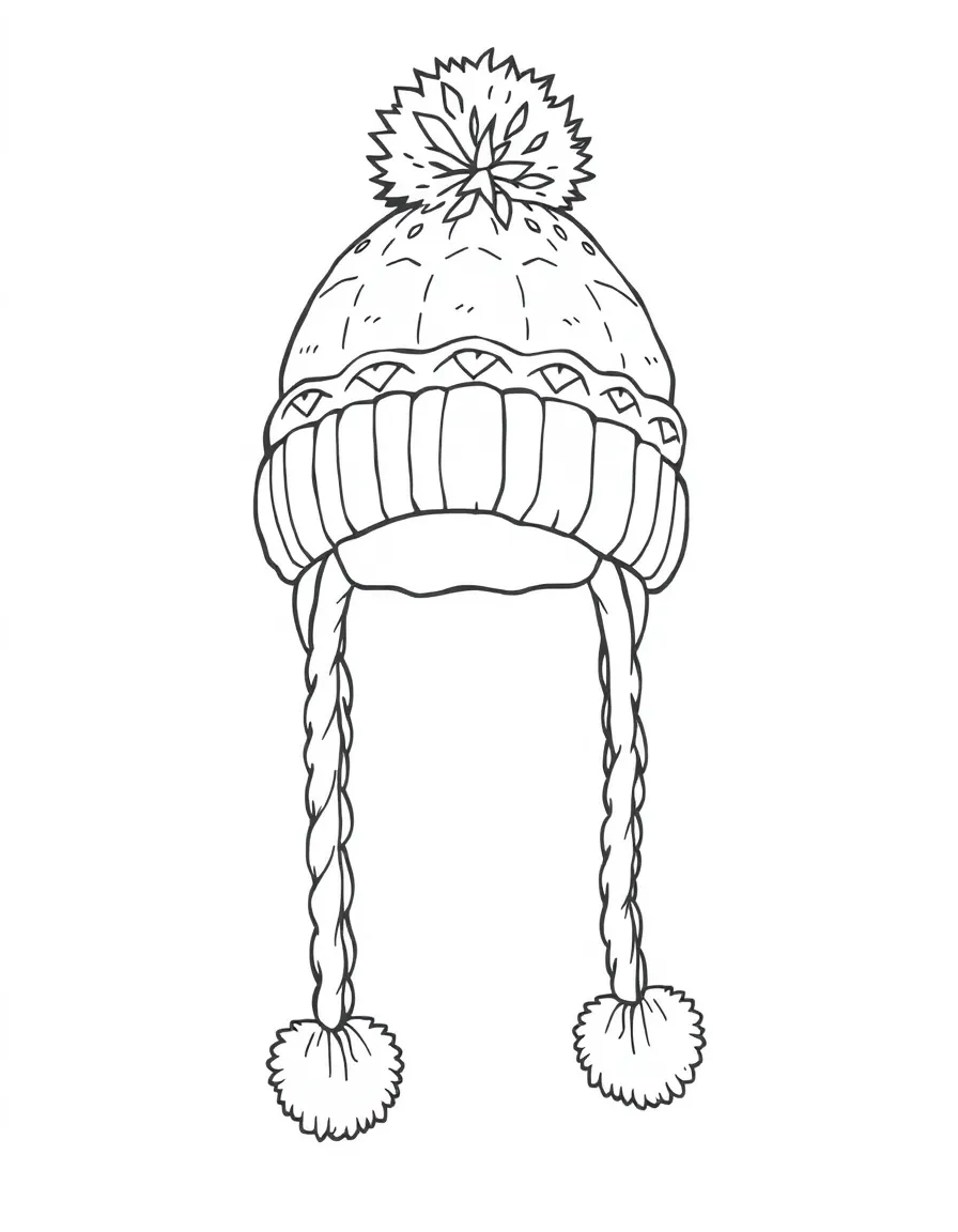 (clothing) A winter hat with pom-poms