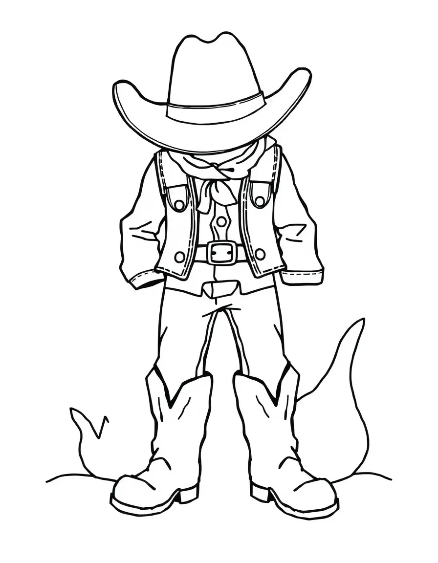 (clothing) A cowboy outfit with boots and a hat