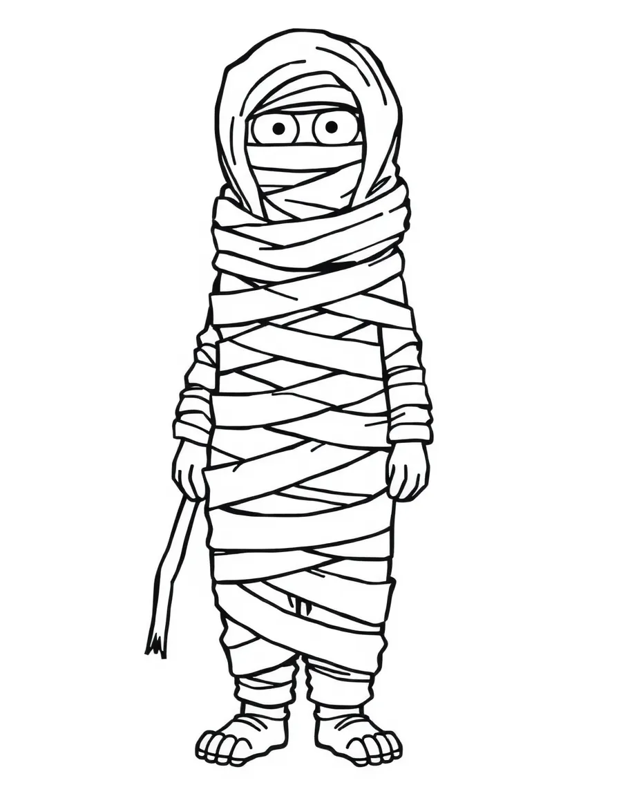 (clothing) A mummy costume wrapped in cloth