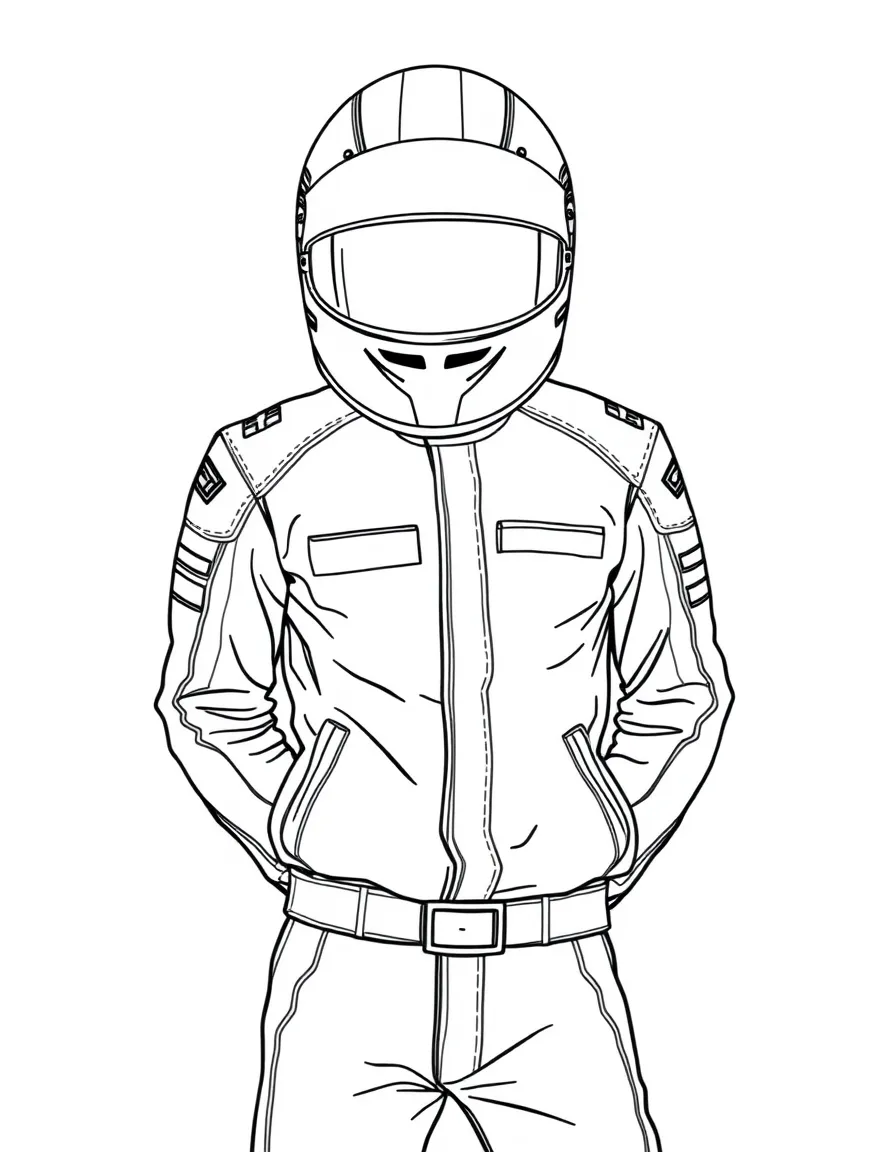 (clothing) A racing suit with a helmet