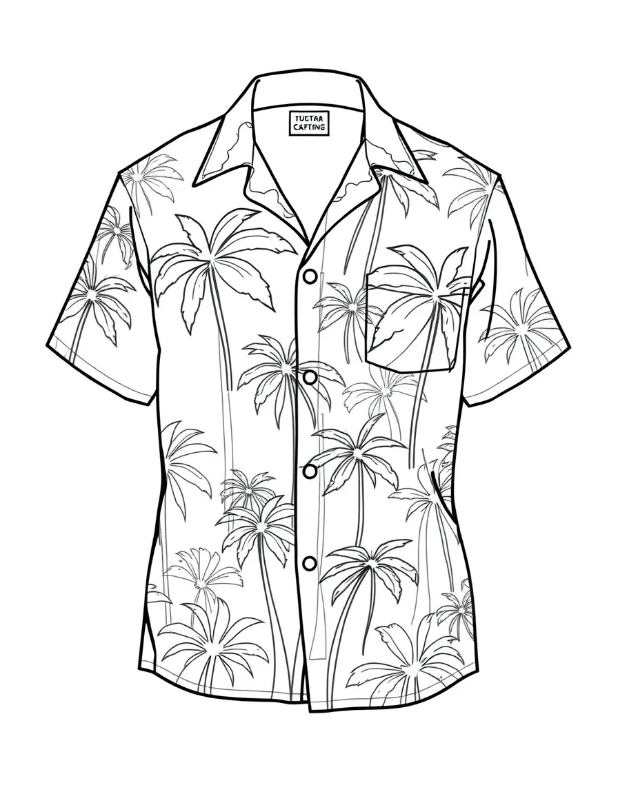 (clothing) A Hawaiian shirt with palm tree designs
