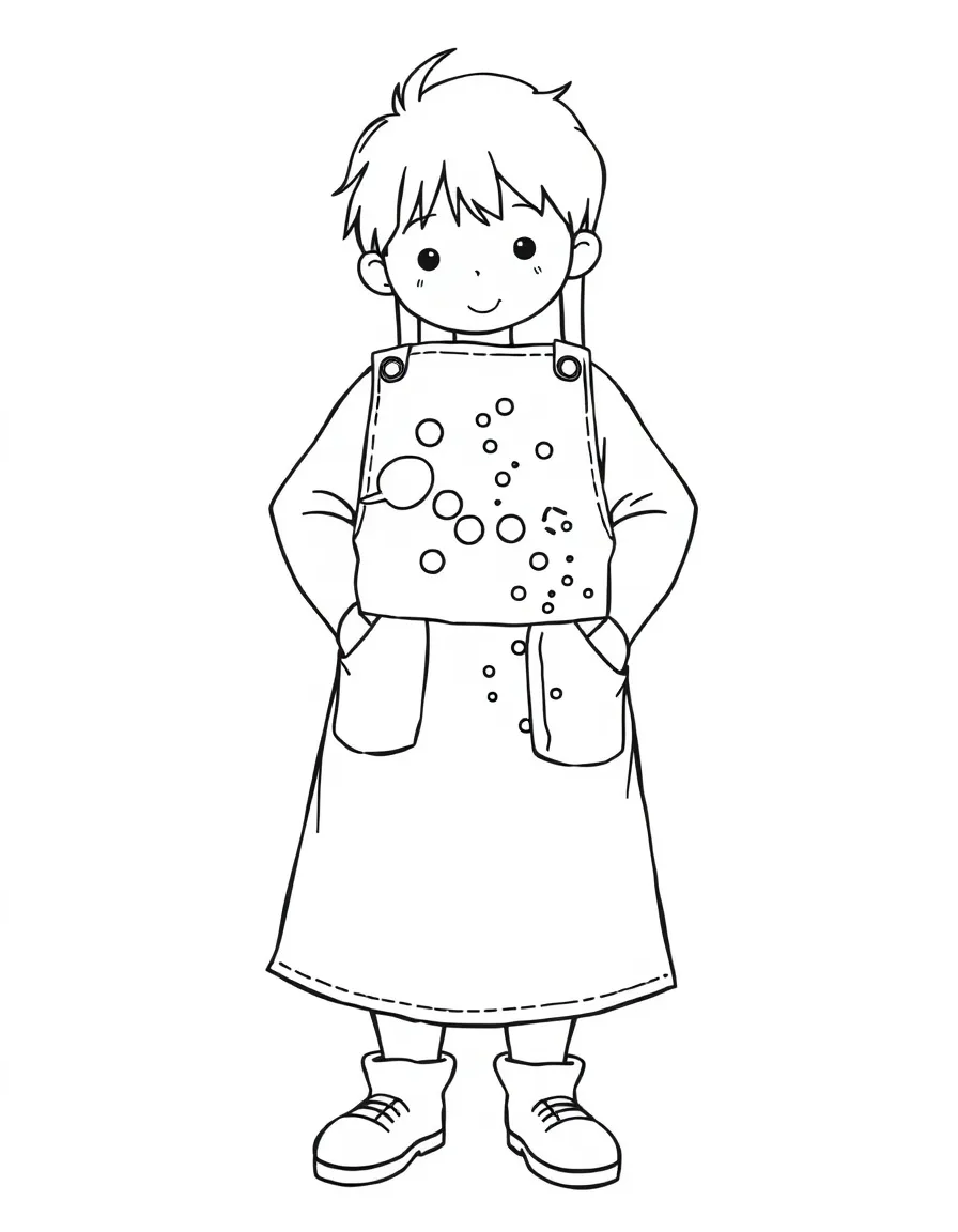 (clothing) A child’s apron with paint splashes