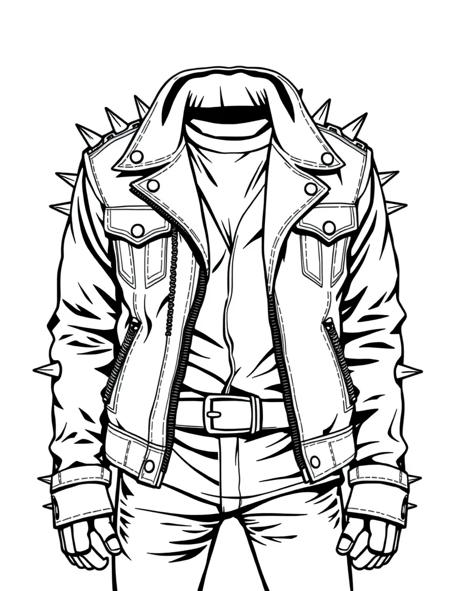 (clothing) A punk rock jacket with spikes