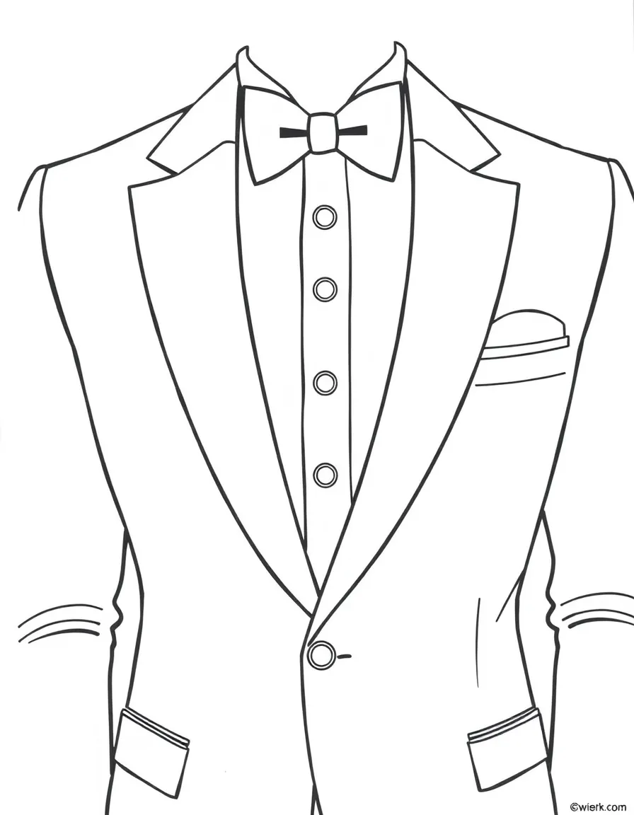 (clothing) A tuxedo with a white shirt and buttons