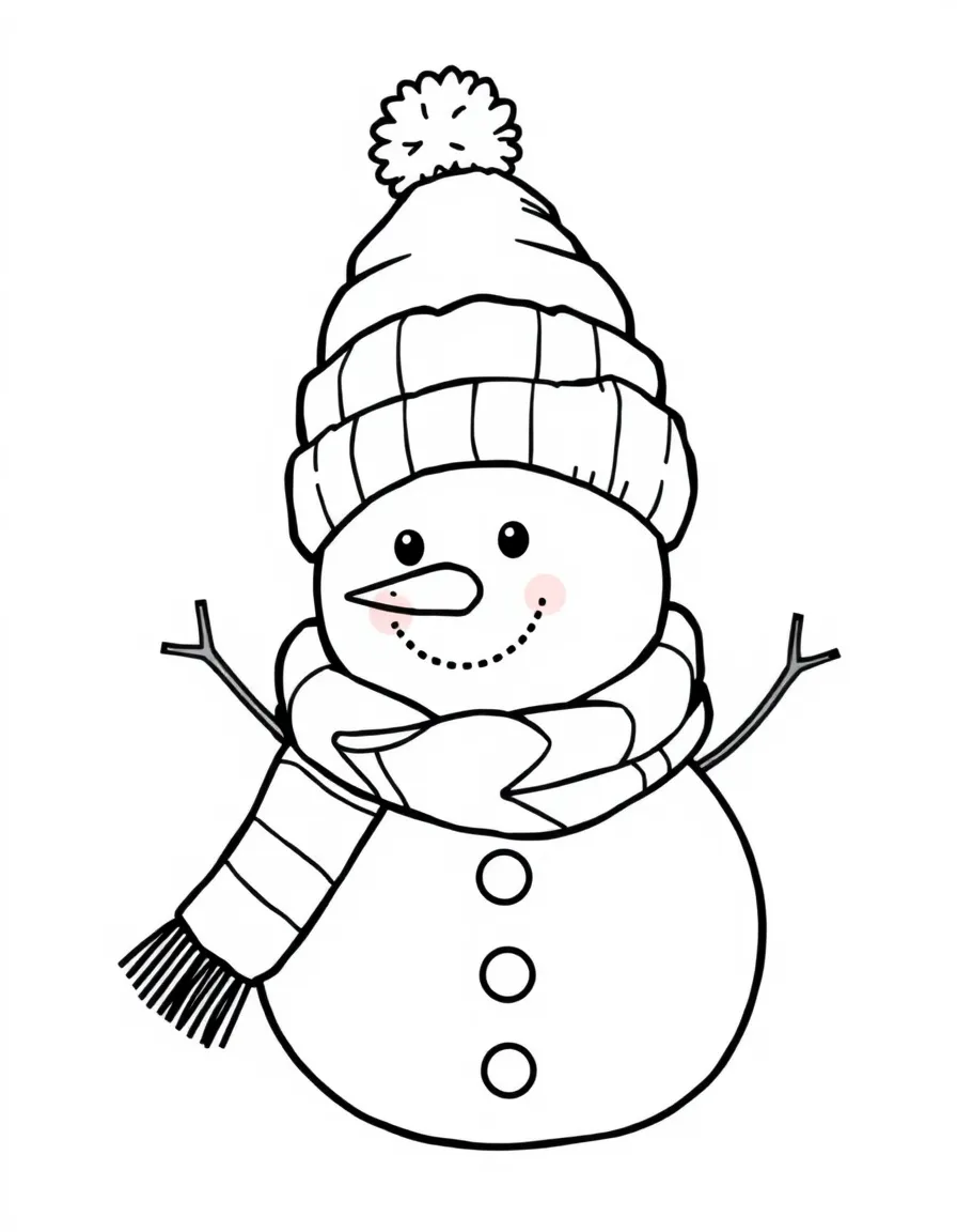 (clothing) A snowman scarf and hat