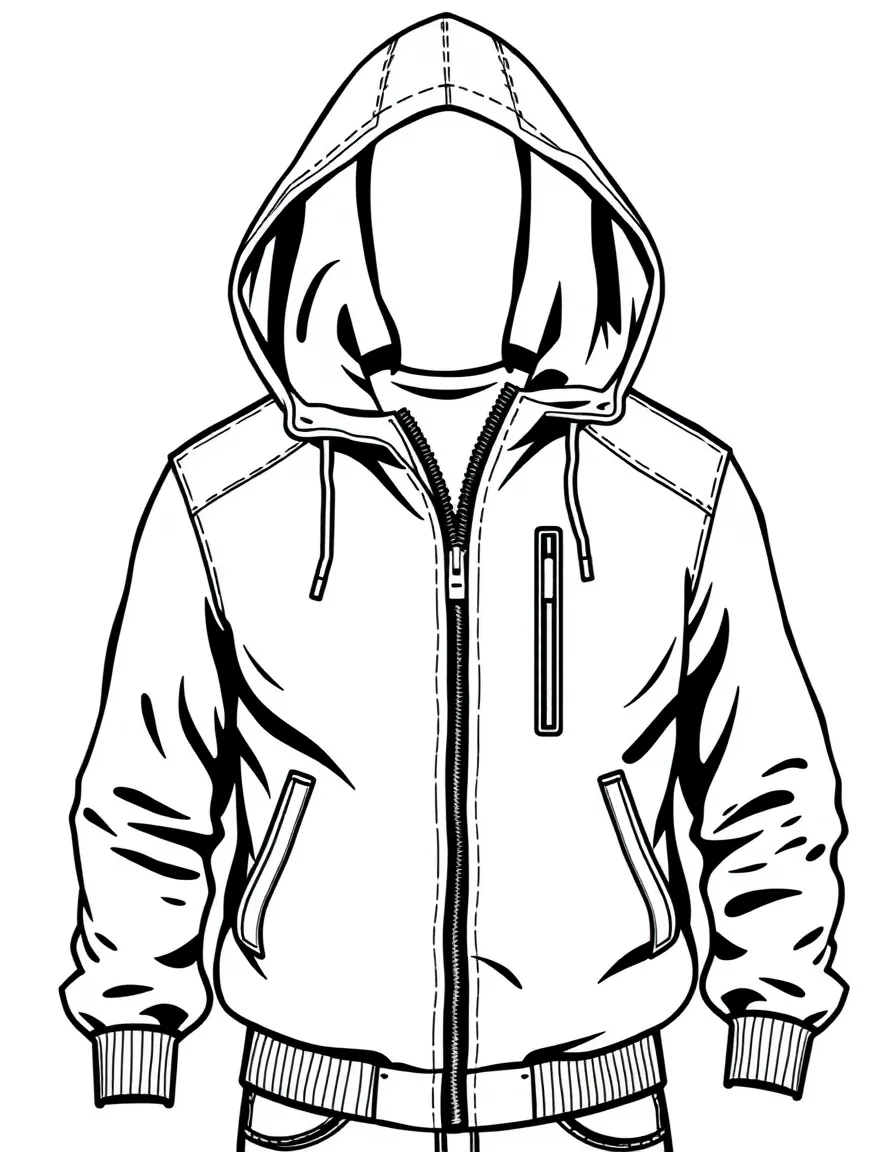 (clothing) A zipper jacket with a hood