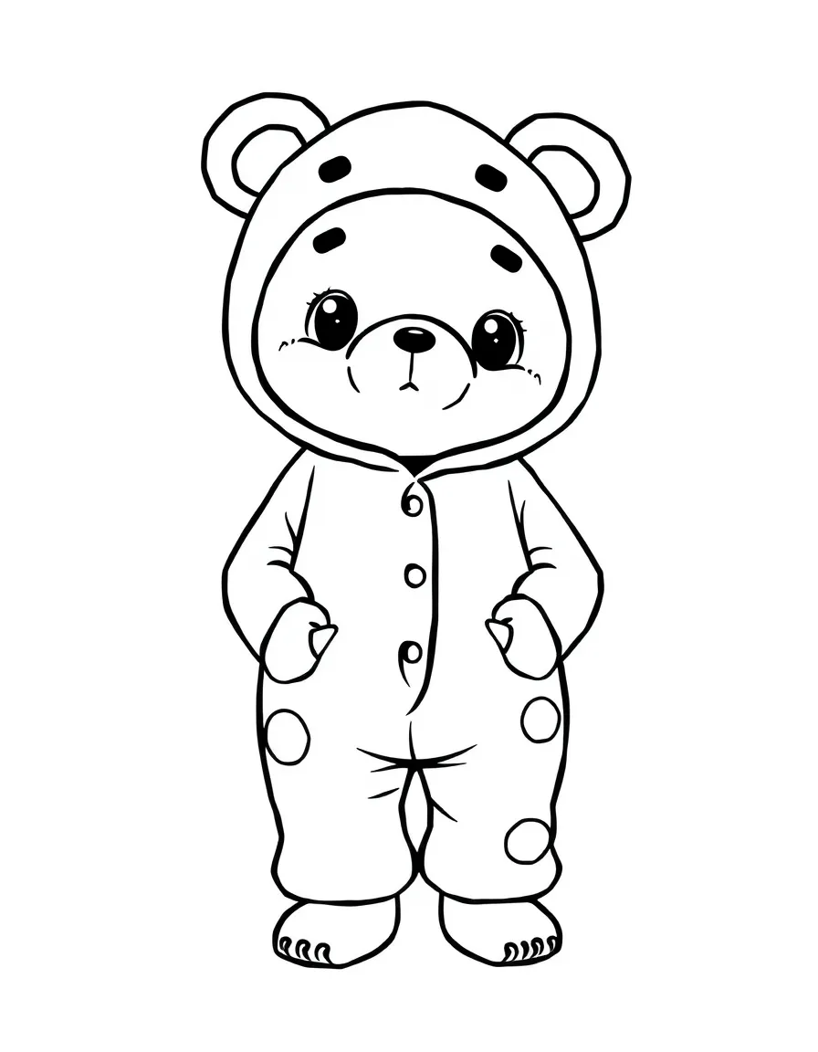 (clothing) A bear onesie pajama
