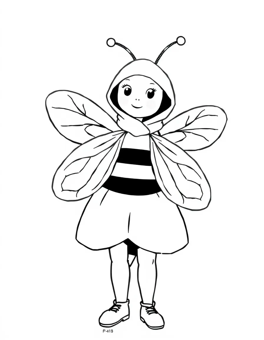 (clothing) A bee costume with wings and antennae