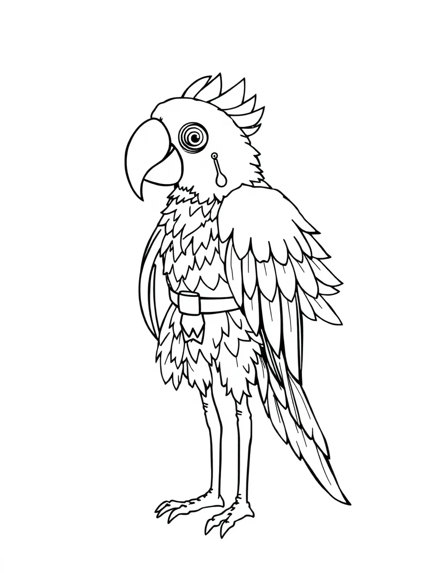 (clothing) A parrot costume with feathers