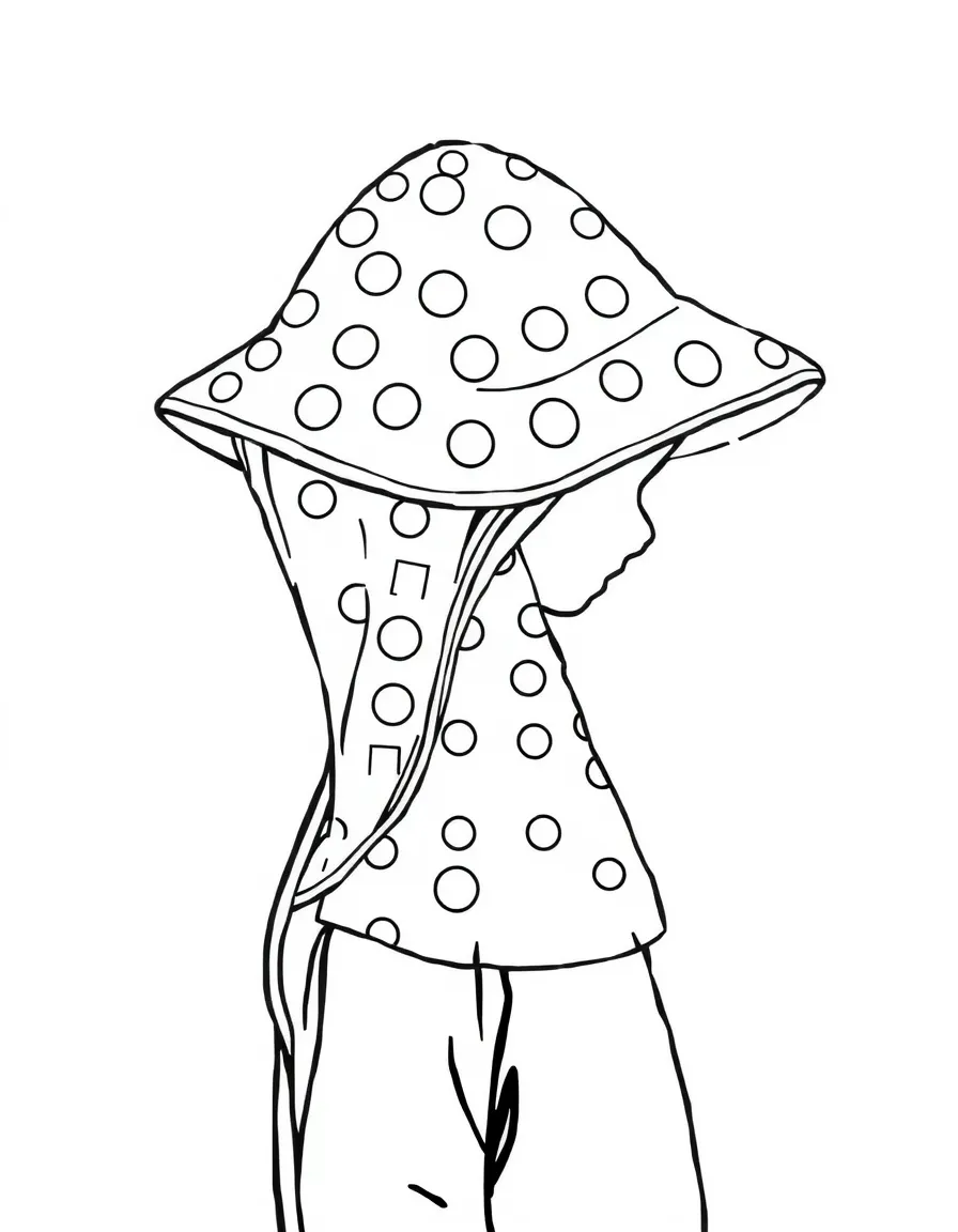 (clothing) A polka dot rain hat
