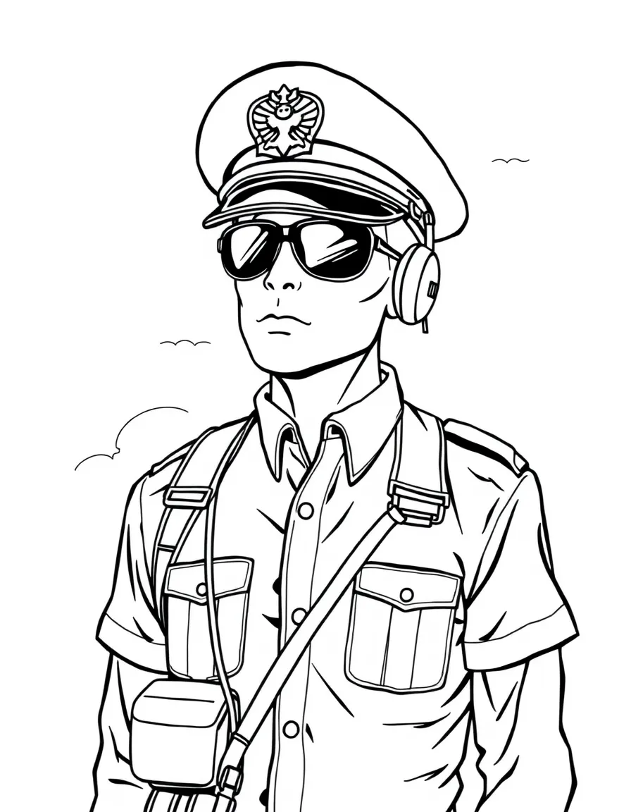 (clothing) A pilot’s uniform with a hat