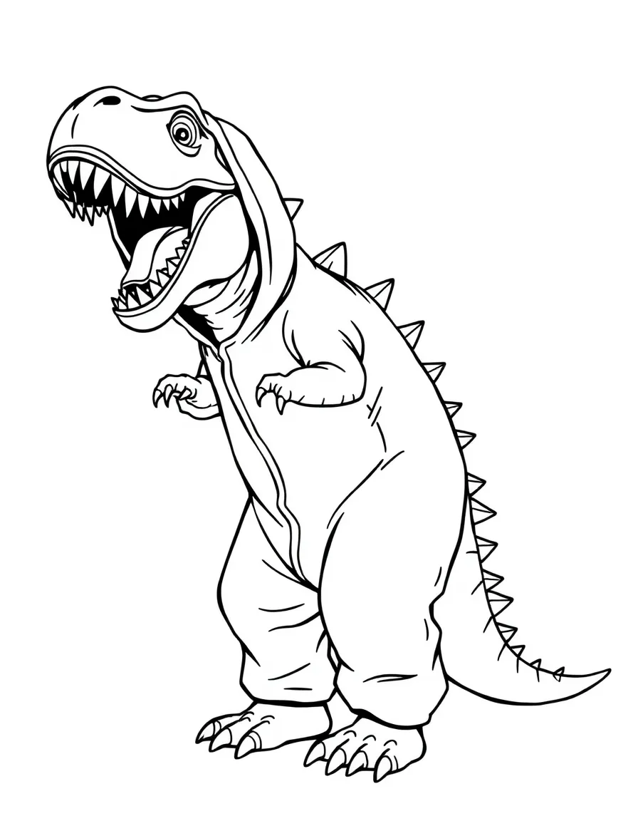 (clothing) A onesie with dinosaur spikes