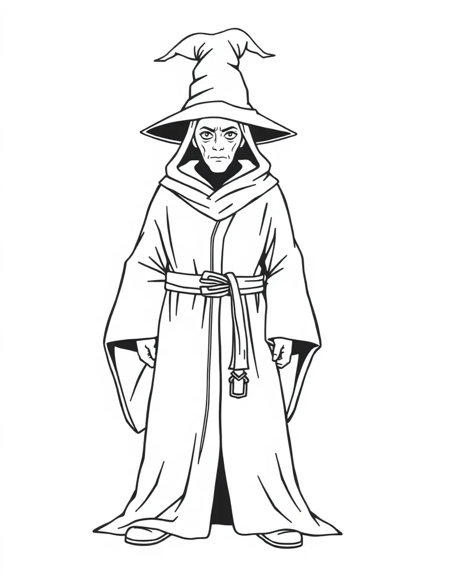 (clothing) A wizard robe and pointed hat