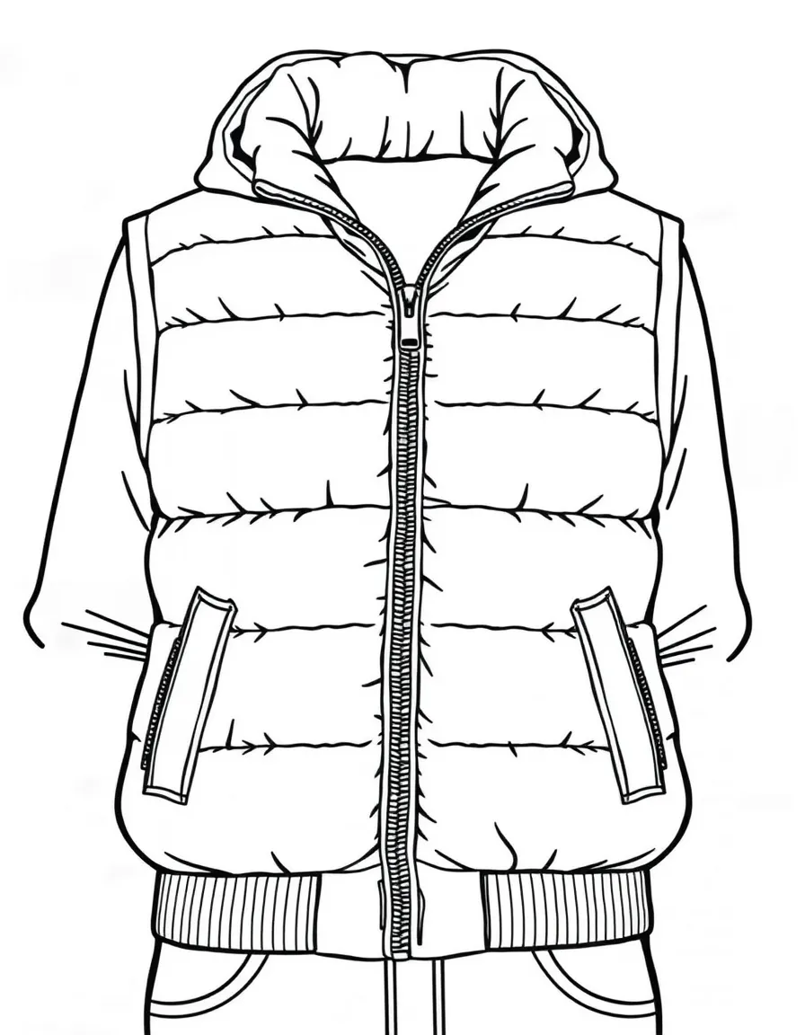 (clothing) A puffer vest with a zipper