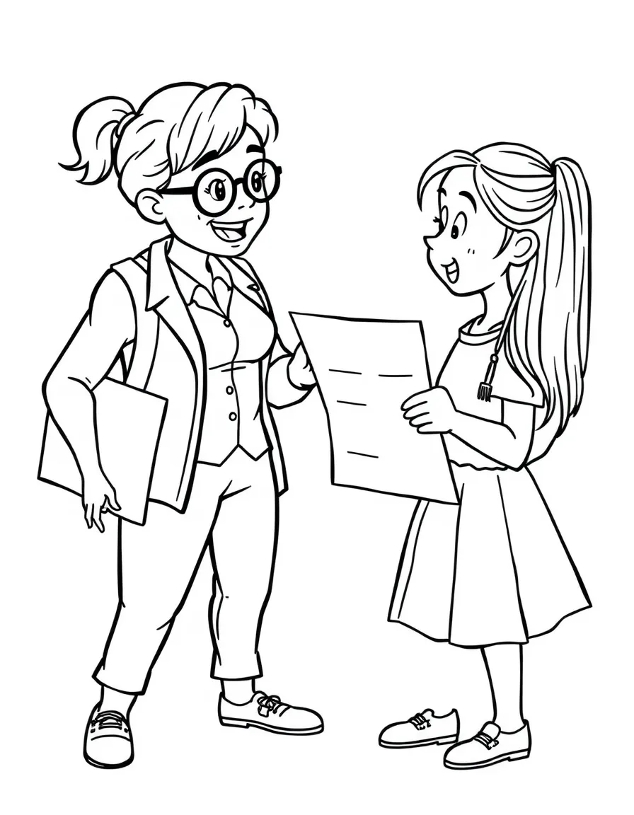A teacher catching a student with a cheat sheet