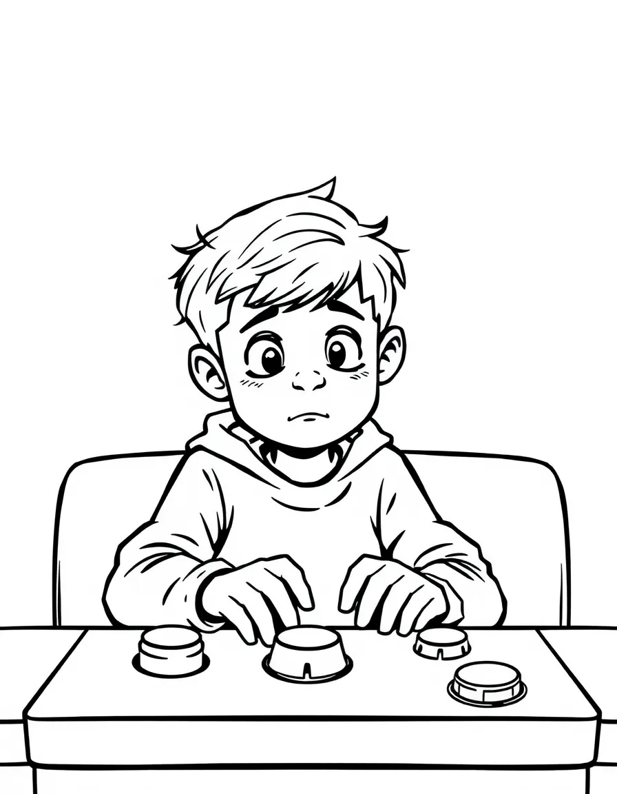 A kid feeling guilty after cheating on a game