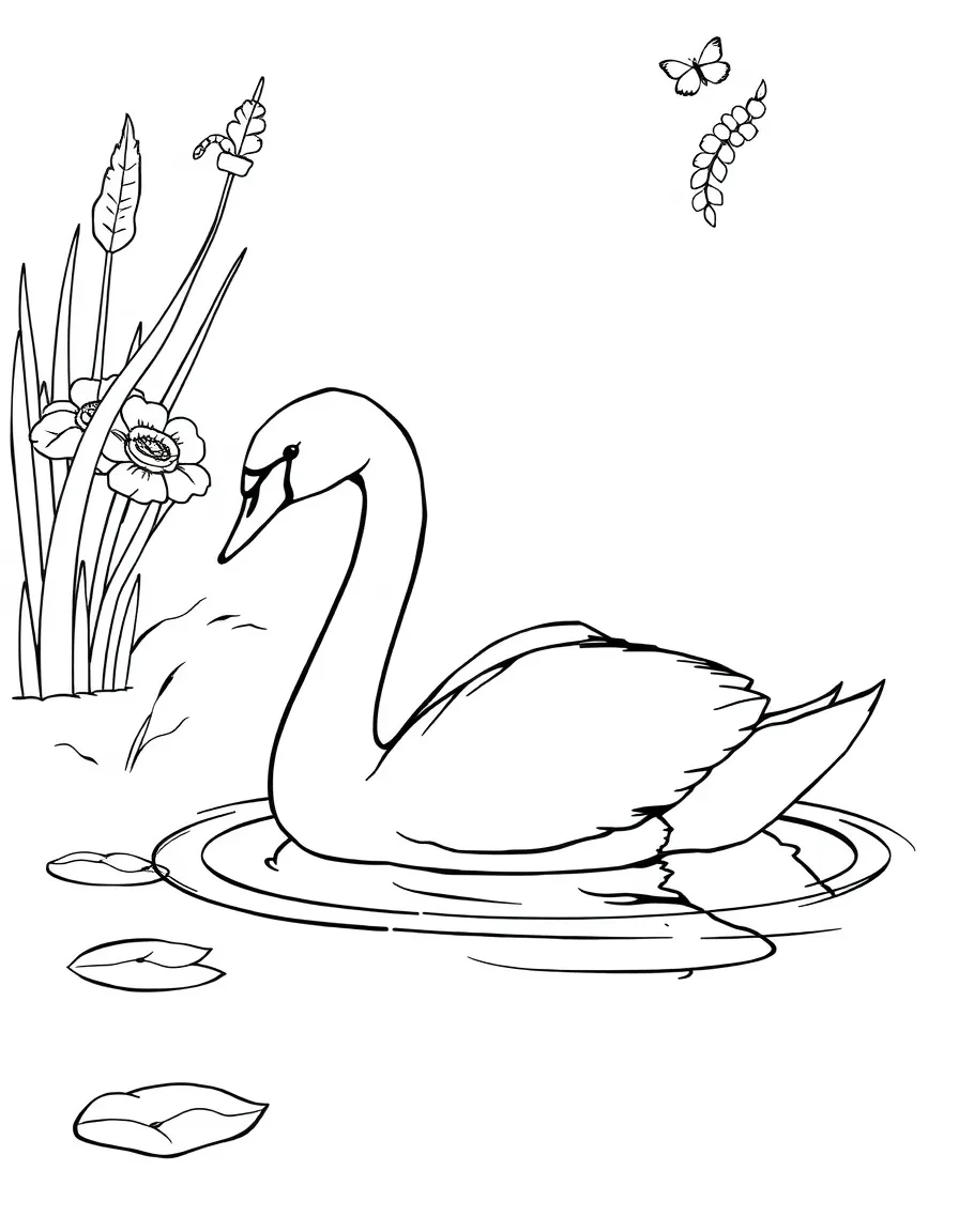 A graceful swan swimming on a peaceful pond